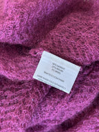 EILEEN FISHER Mohair Blend Cardigan Purple Open Knit Italian Yarn Sweater USA XL