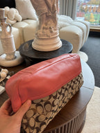 COACH Park Signature Khaki Hobo Handbag Crossbody Orange Pink Leather (org $395)