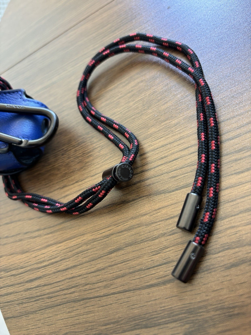 COACH Designer Leather Earbud AirPod Case Detachable Lanyard Blue Red (org $95)