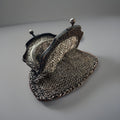 ANTIQUE Victorian Edwardian Chainmail Coin Purse Kiss-lock Pouch Silver Tone Bag
