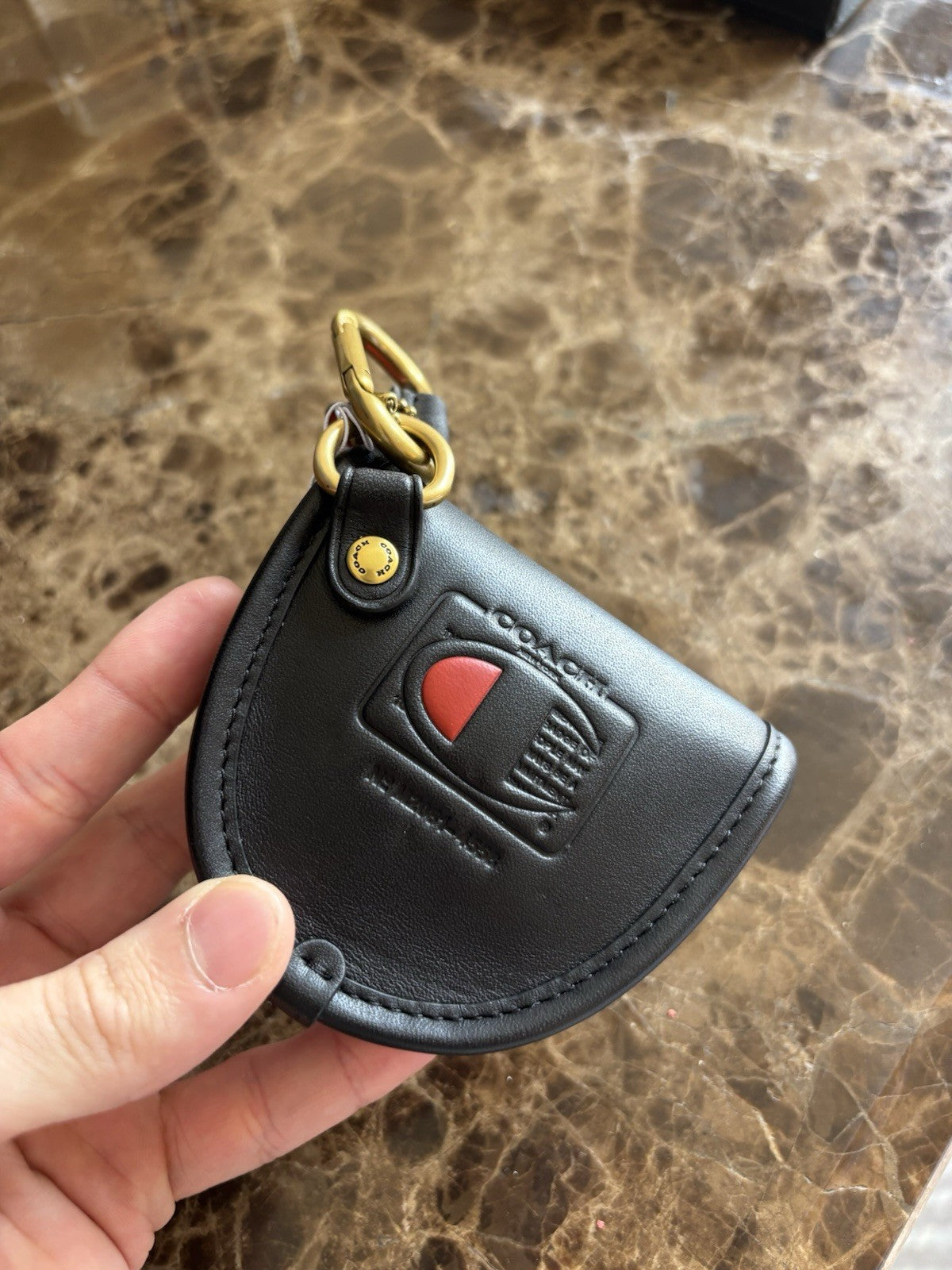 NWT Rare COACH X CHAMPION Archives Collab Turnlock Key Fob Signature Leather New