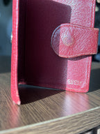 GUCCI Authentic Vintage Red  Leather Bifold Wallet With Button Made In Italy