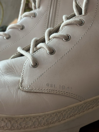 COACH Designer Tucker Leather Signature Boot Chalk White Men Size 10 (org $395)