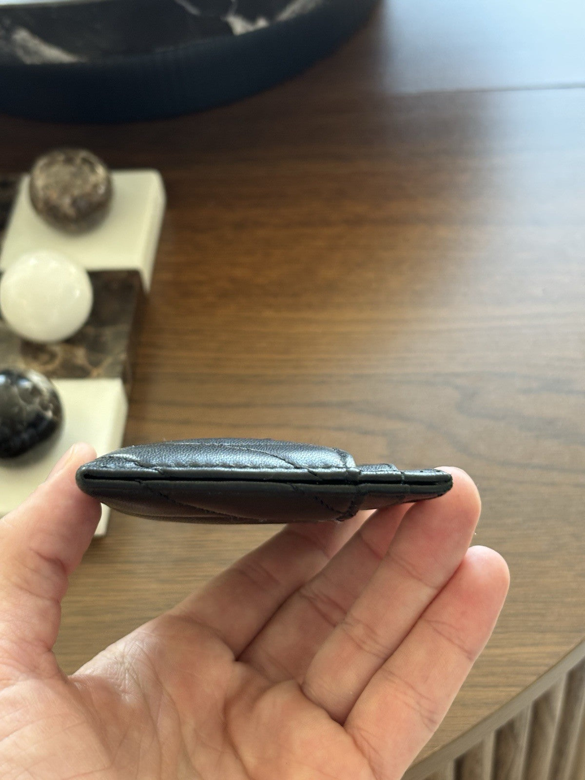 LIMITED EDITION Coach Quilted Pillow Leather Card Case Wallet Black Gunmetal