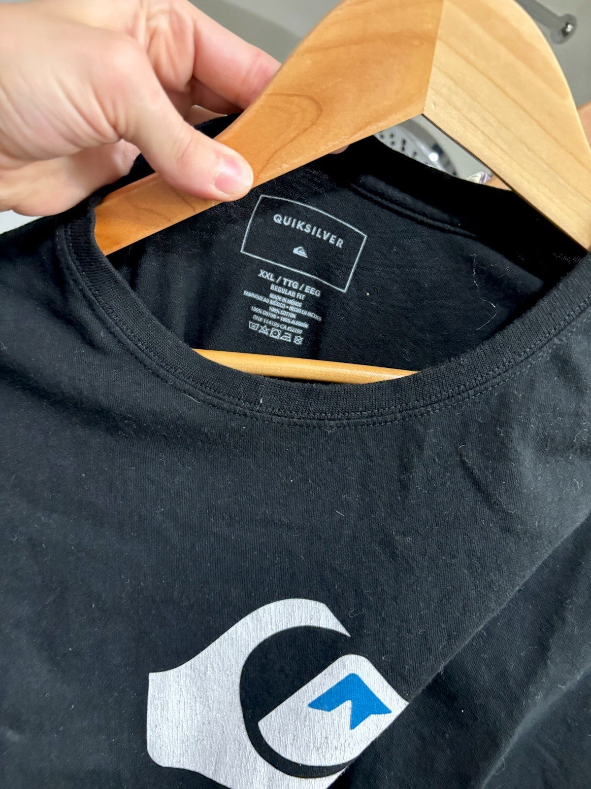 QUICKSILVER Mens Comp Logo Short Sleeve Crew Neck Cotton T-Shirt Top Tee Vintage