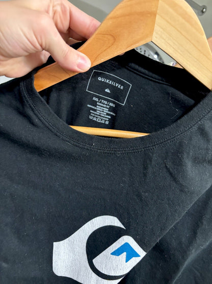 QUICKSILVER Mens Comp Logo Short Sleeve Crew Neck Cotton T-Shirt Top Tee Vintage