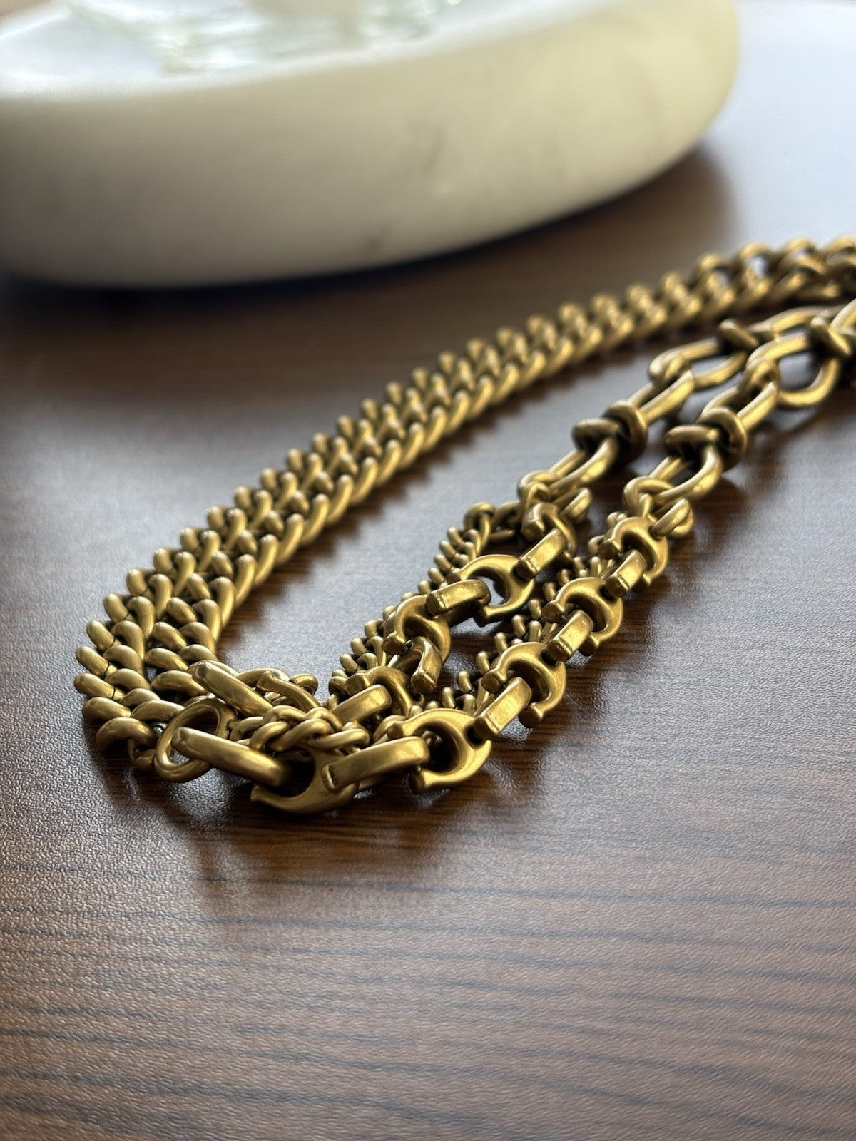 COACH Rare Bag Chain Strap Gold/Antique Brass Metal Bow Knot/ C Link (org $195)