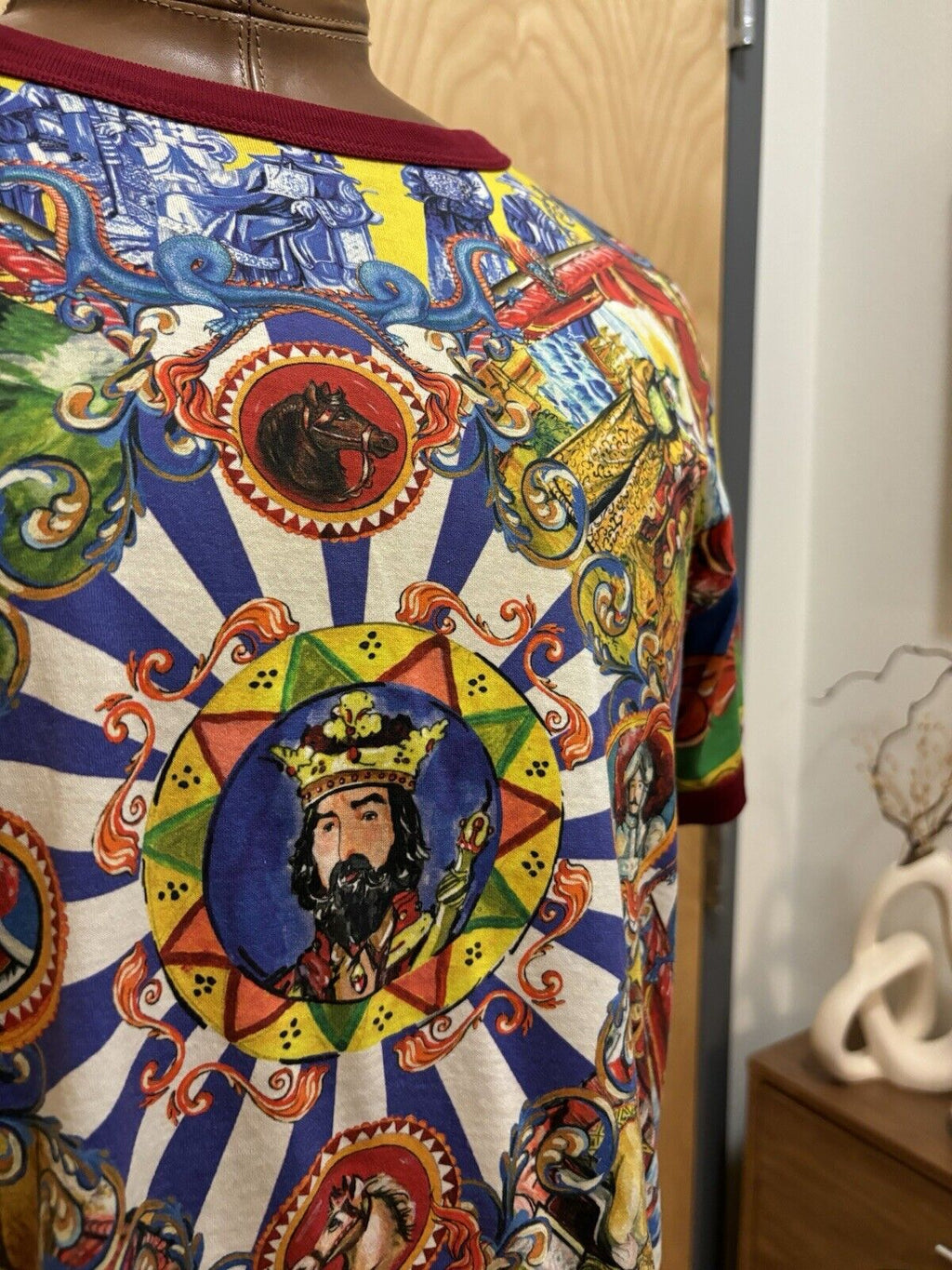 DOLCE & GABBANA Caretto Siciliano T-Shirt Multicolor Size 50 Made In Italy($845)