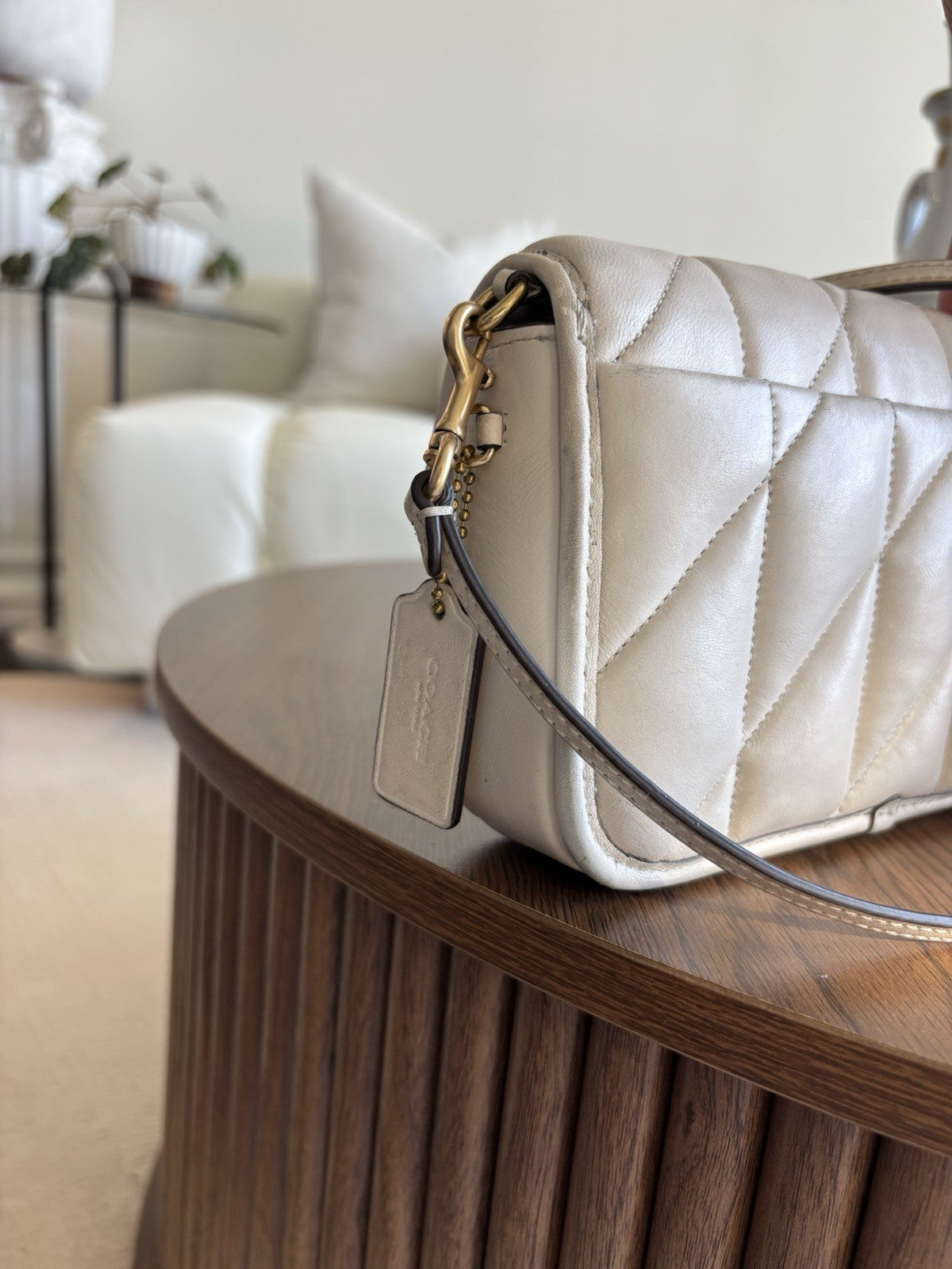 Designer COACH Quilted Pillow Hayden Chalk Lamb Leather Crossbody (org $325)
