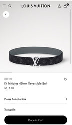 LOUIS VUITTON Authentic Eclipse Belt Black LV Reversible Logo Men 32 (org $650)