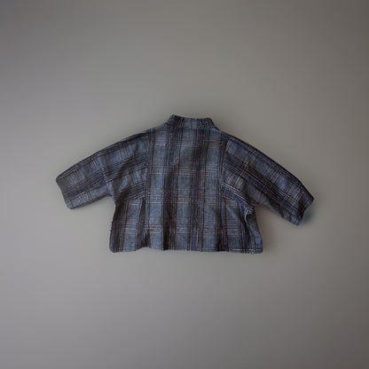 BABETTE 2006 Designer San Francisco Plaid Wool Blend Jacket Gray Zip Up Blazer