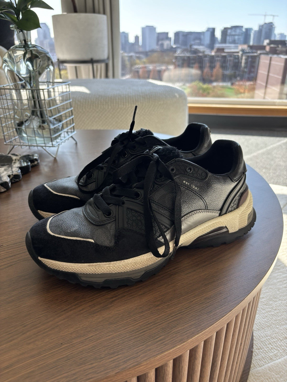 COACH Designer C143 Runner Sneaker Shoes Real Shearling Men Size 10.5 (org $225)
