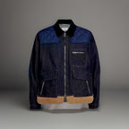 NEW Designer COACH Denim Shearling Jacket Coat Blue Tan Zip Size 50 (org $895)
