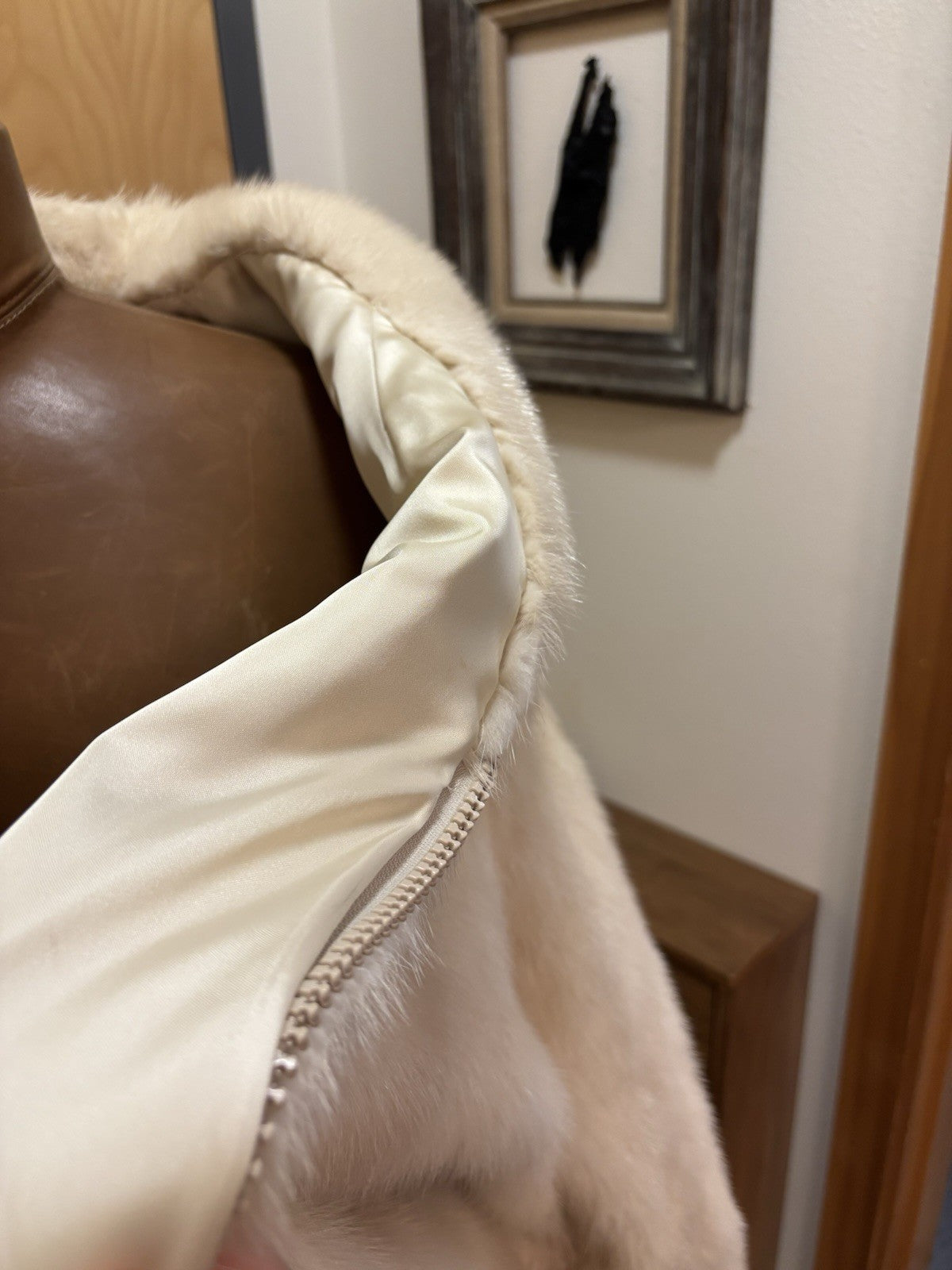 1970 FABIANI ROMA Vintage Mink Real Fur Coat Zip Jacket Cream/White (org $3500)