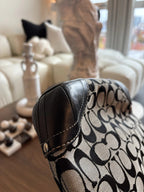 COACH Vintage Bucket Bag Handbag Black Leather Canvas Adjusting Strap (org $350)