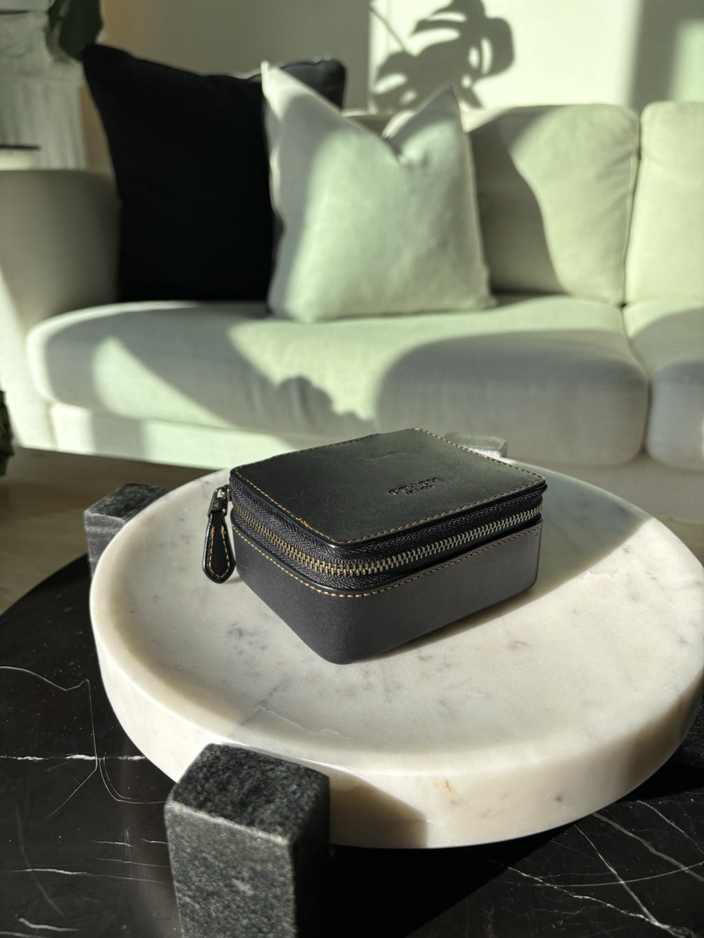 COACH Zipped Around Jewelry Leather Case Box Organizer Black (org $195)