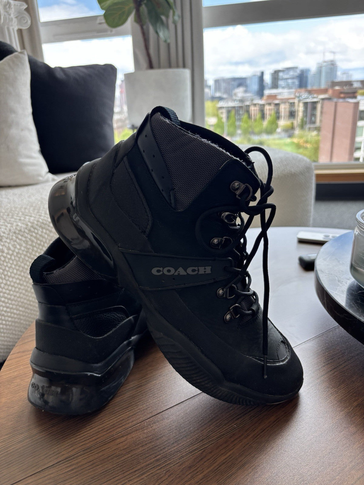 Designer COACH Men CitySole Hiker Boots Sneaker Shoe Blk/grey 10.5D  (org $295)