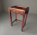 ANTIQUE Chinese Rosewood Pedestal Stand Carved Hardwood Plant Tea Side Table