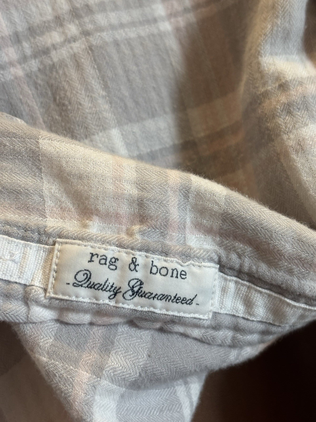 RAG & BONE New York Plaid Button-Down Shirt Pocket Gray Pink/White Cotton Small