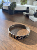 COACH 2003 Vintage Signature C Crystals Bangle Bracelet Black Enamel Gold Tone