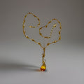 NWT 1980s AVON Nikki Ricci Goldtone Rhinestone Vine Drop Pendant Necklace W/ Box