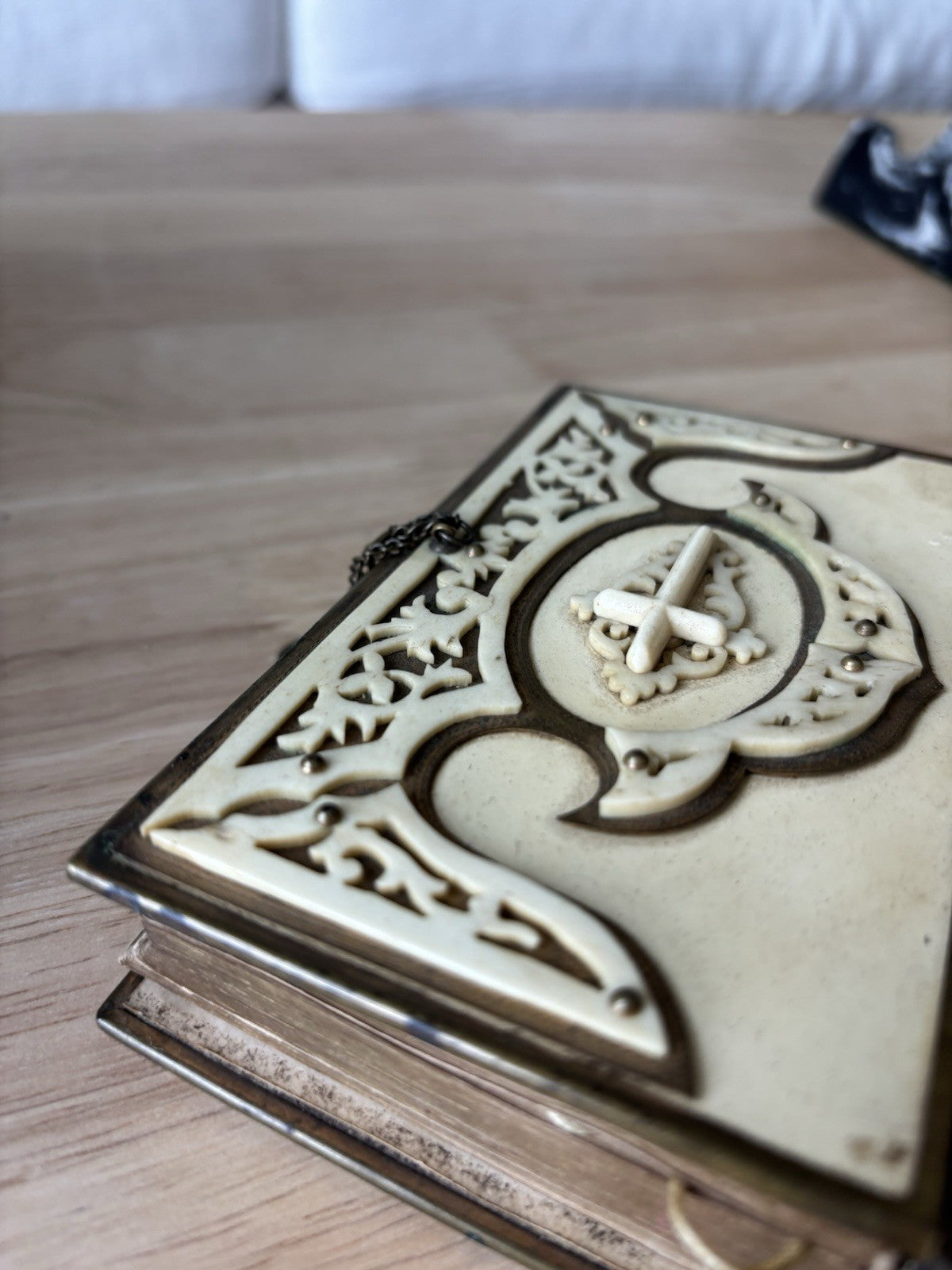 Antique 1875 Czech Bohemian Catholic Prayer Book  Hardcover Leather Brass Clasp