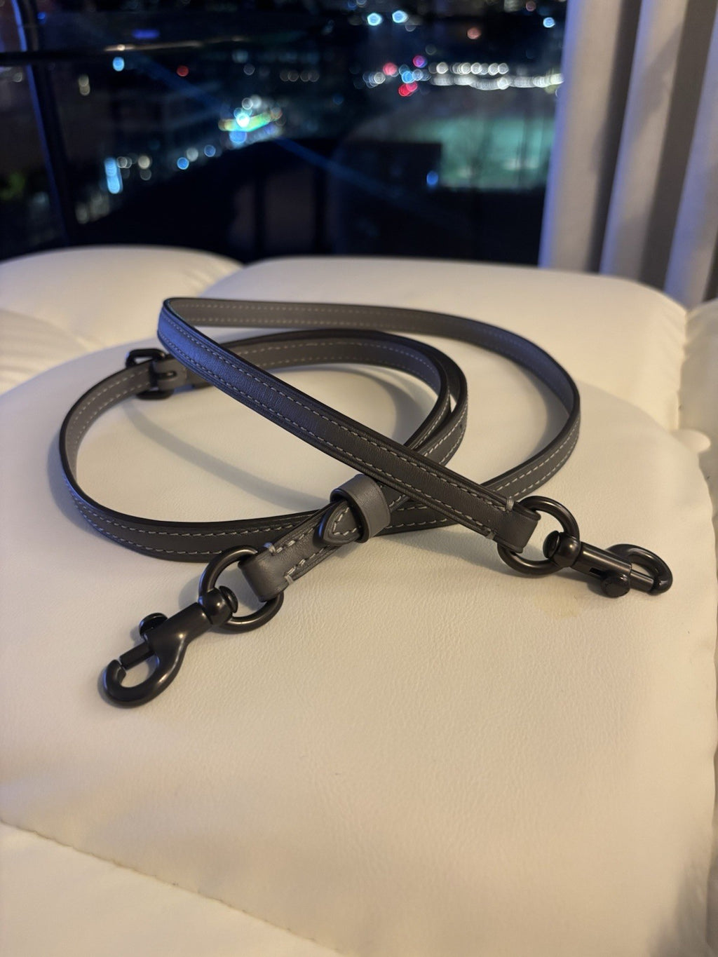 COACH Replacement Gray Leather Bag Strap Gunmetal Hardware Add On New (org $95)