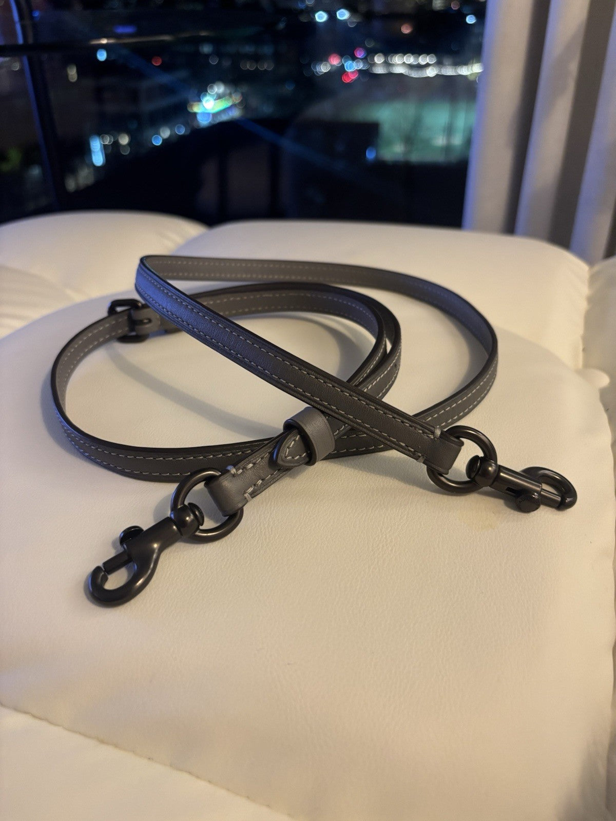 COACH Replacement Gray Leather Bag Strap Gunmetal Hardware Add On New (org $95)