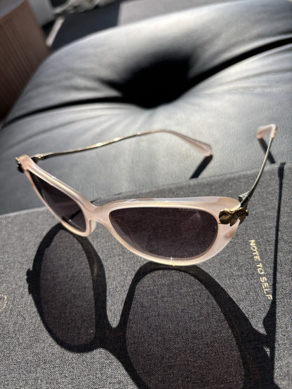 NEW Designer COACH Retail Light Pink Sunglasses Brass Flower Hardware (org $197)