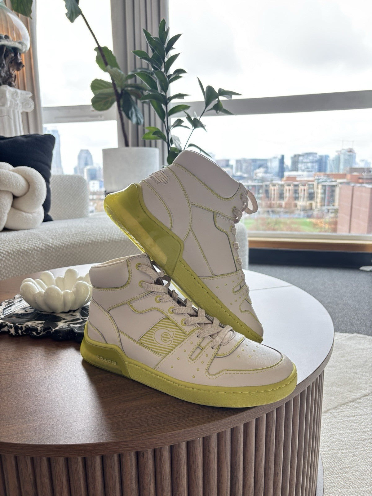 NWT DESIGNER COACH CITYSOLE HIGH TOP SNEAKER SHOES WITH TROMPE L'OEIL Size 10.5