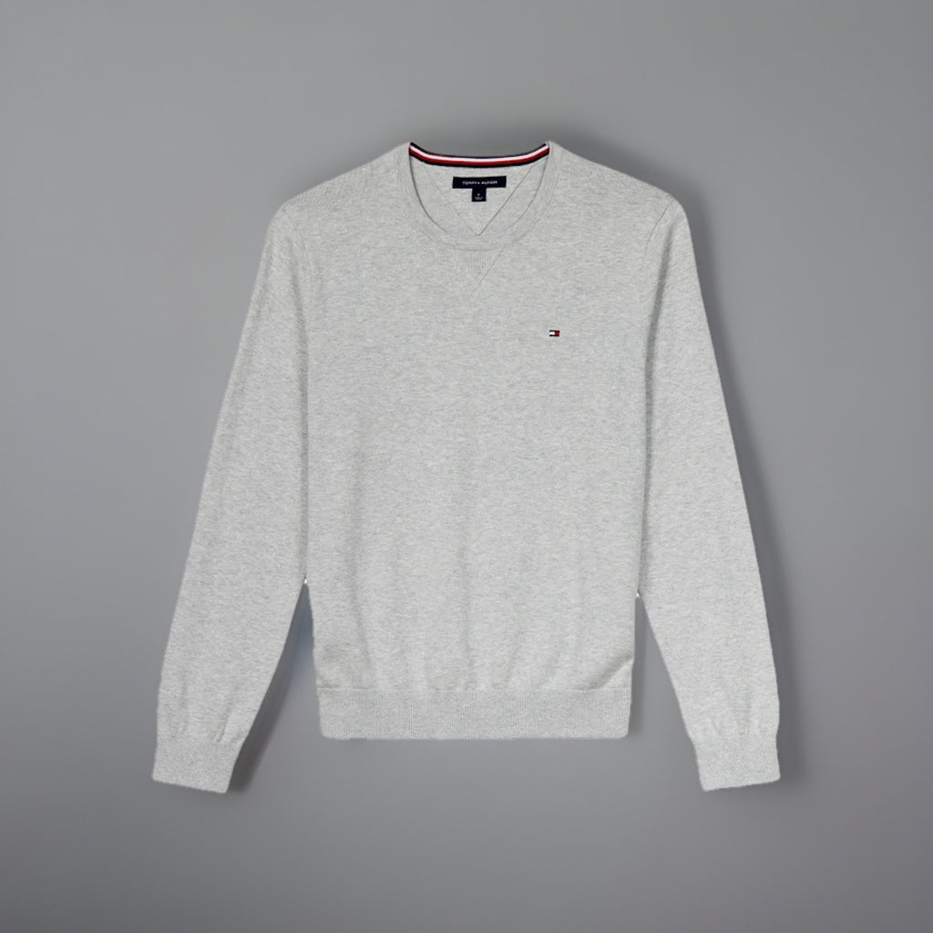 TOMMY HILFIGER Classic V-Neck Sweater Logo Pullover Gray Men Size L (org $75)