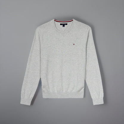 TOMMY HILFIGER Classic V-Neck Sweater Logo Pullover Gray Men Size L (org $75)