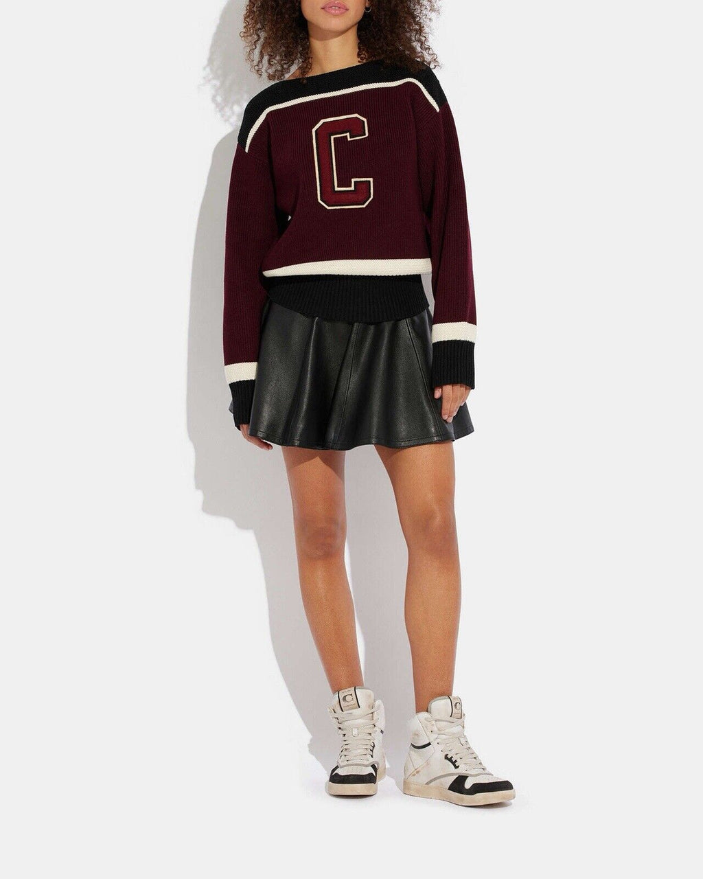COACH Retro-Inspired Cheerleader Top Wool Knit Varsity Stripes Letterman ($450)
