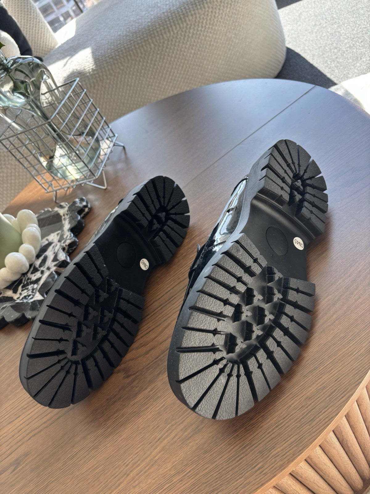 NEW Designer MEDUSA LOGO Black Patent Finish Dress Shoes Men Size 9.5 (org $685)