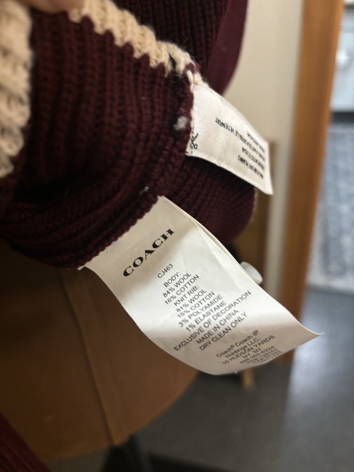 COACH Retro-Inspired Cheerleader Top Wool Knit Varsity Stripes Letterman ($450)