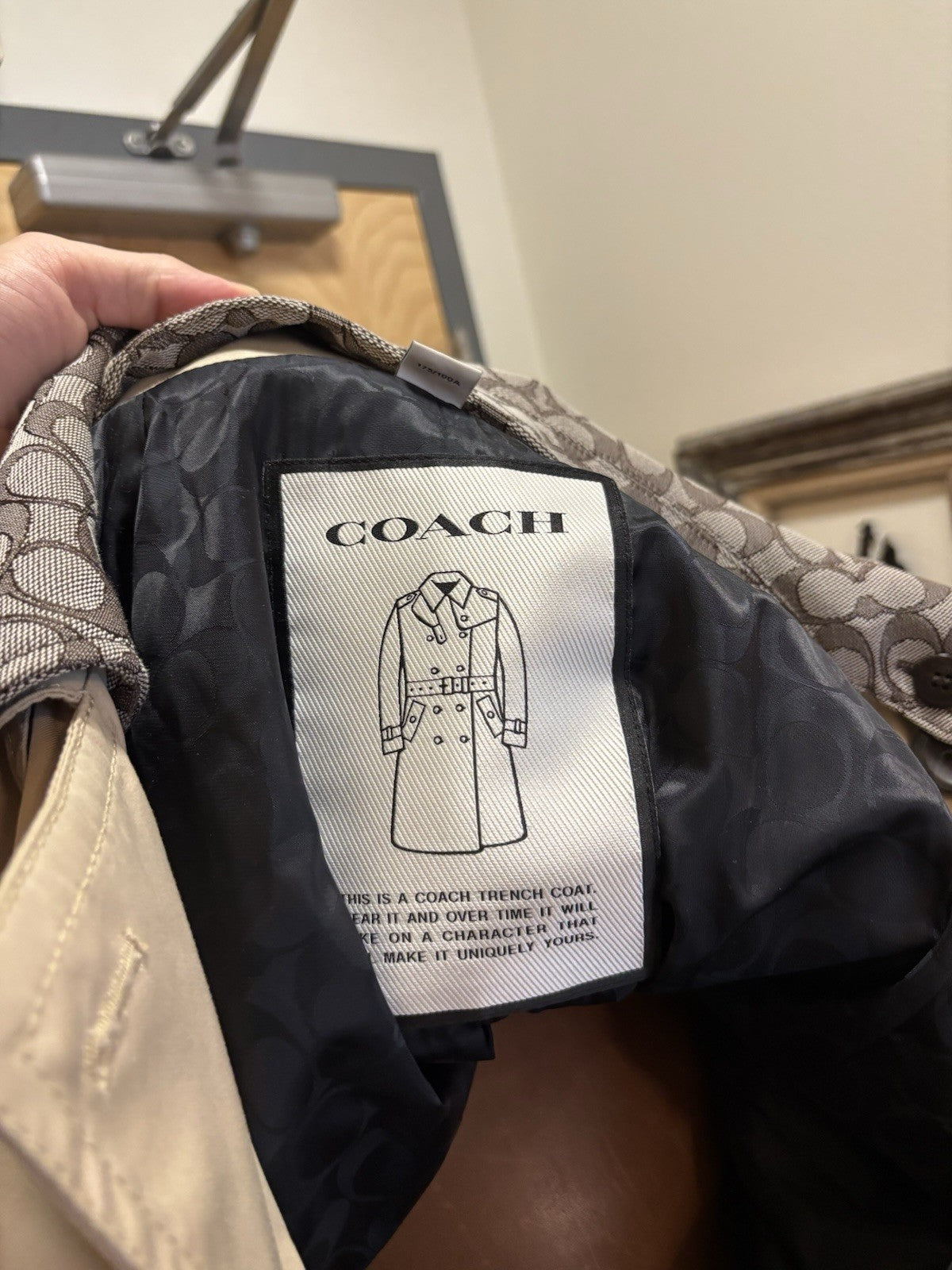 COACH Designer Trench Coat Jacket Leather Details Tan Khaki Brown (org $795)