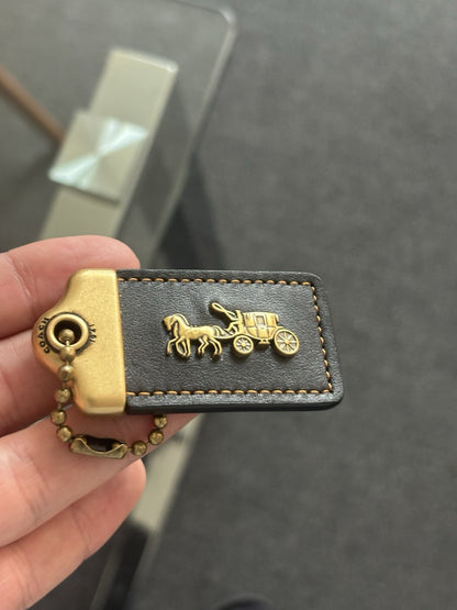 COACH 1941 Designer Hanging Tag Horse Carriage Bag Charm Fob Chain Black/Gold