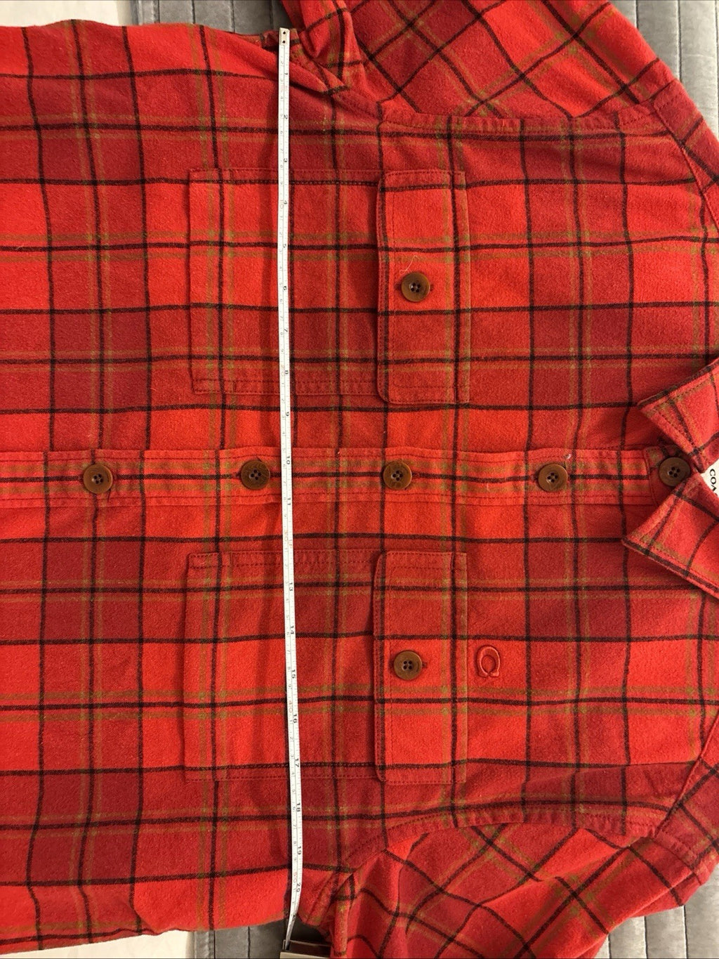 COACH Designer Long Sleeve Button Up Shirt Flannel Red Plaid Size L (org $350)