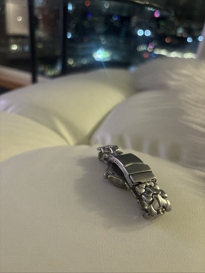 VINTAGE Croton Diamond Accent Quartz Watch Gunmetal Dial 36mm Sculpted Bracelet