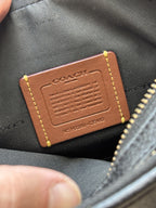 COACH Charter Crossbody Bag Black Polished Pebble Leather Gunmetal Double Zip