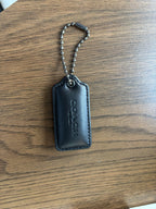 COACH Pillow Hangtag Black Nappa Leather Puffy Tag Gunmetal Chain Replacement
