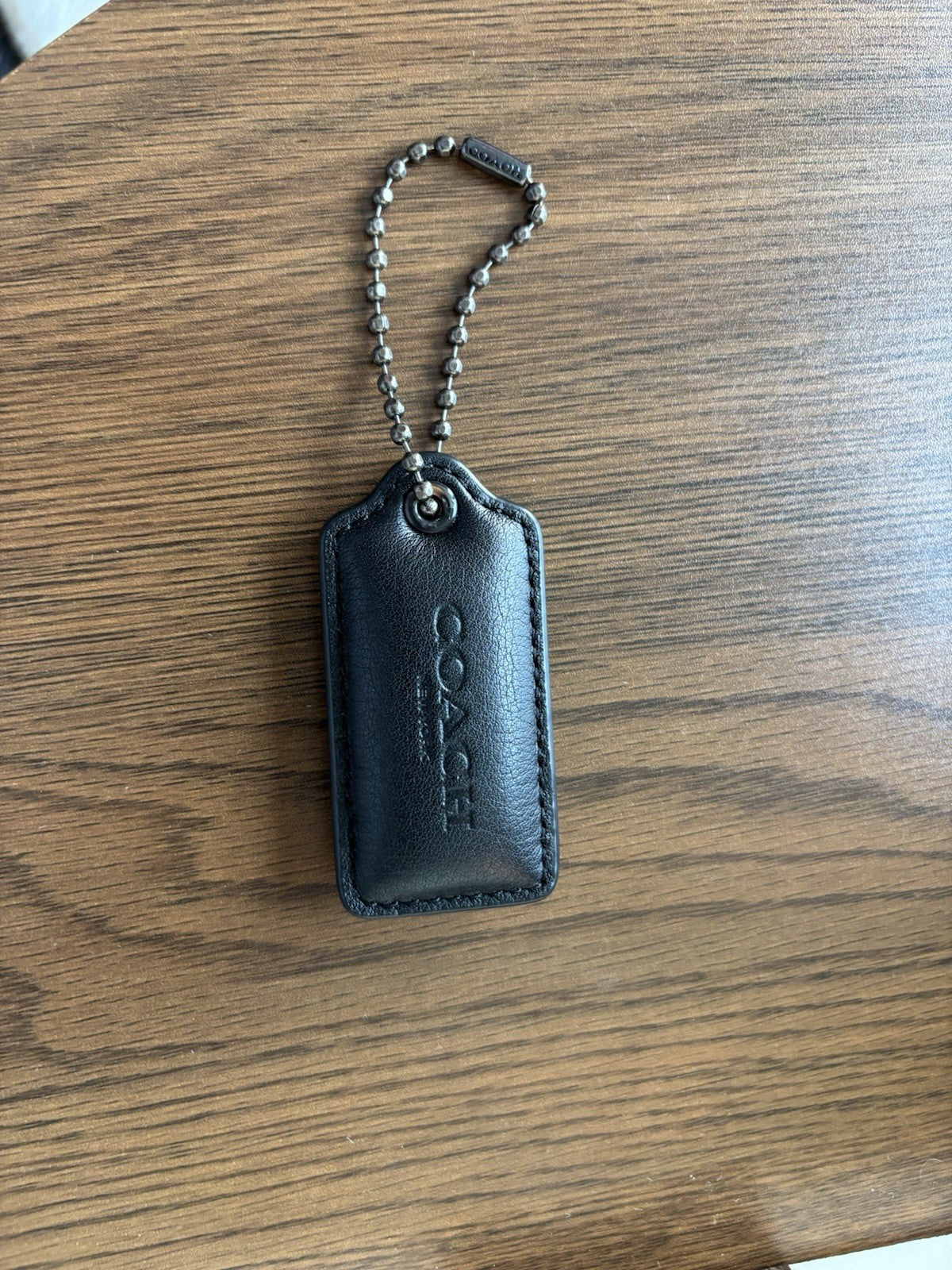 COACH Pillow Hangtag Black Nappa Leather Puffy Tag Gunmetal Chain Replacement