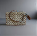 COACH Designer Tan Brown Signature Wristlet Zip Pouch Wallet Leather (org $75)