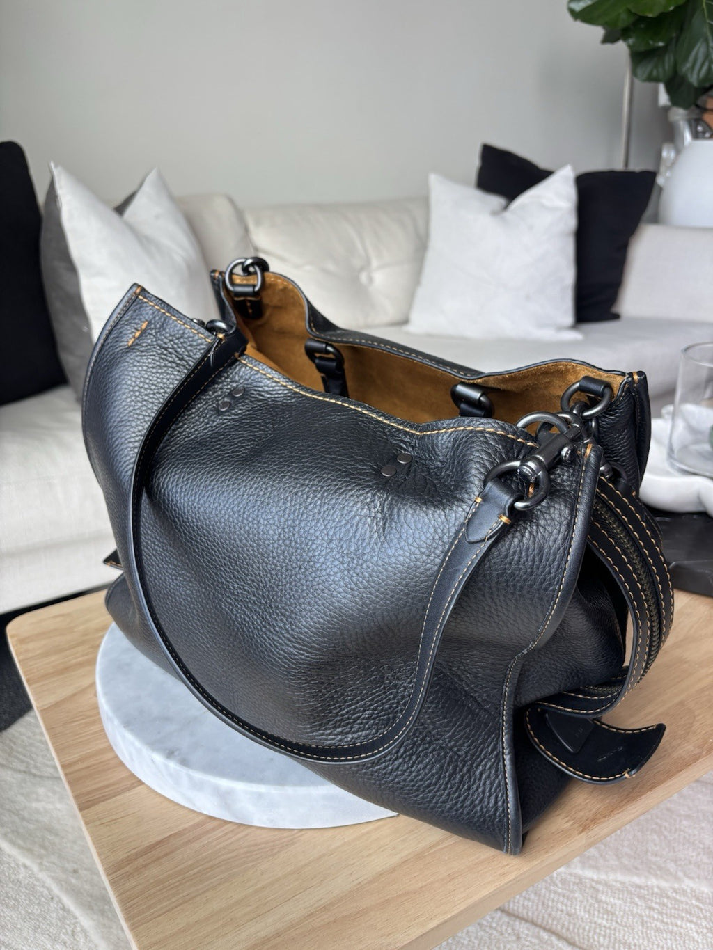 COACH 1941 Runway Rogue 36 Black Leather Suede Shoulder Bag #54556 (org $1095)