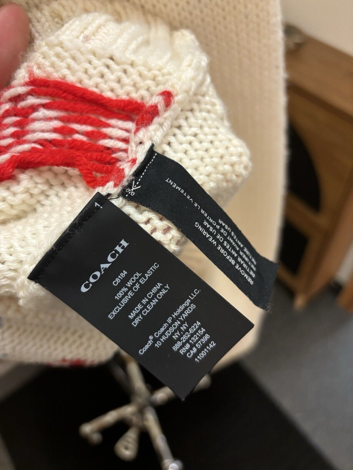 Winter COACH Ski Fair Isle Real Wool Sweater | Hand Knit | Red White Blue ($595)