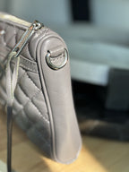 REBECCA MINKOFF Mini MAC Gray Quilted Leather Zip Crossbody Bag Chain (org $430)
