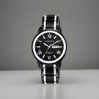 ARMITRON Quartz Men Watch WR50m Day/Date Two Tone Black Silver 41mm NWT(org $75)