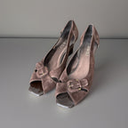 VANELI Brown Suede Leather Wedge Sandals Peep Toe Leather Heels Buckle Size 7.5M