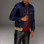 NEW Designer COACH Denim Shearling Jacket Coat Blue Tan Zip Size 50 (org $895)