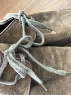 VINTAGE Tan Suede Espadrille Wedge Shoes Lace Up Moc Moccasin Toe Women’s Size 7